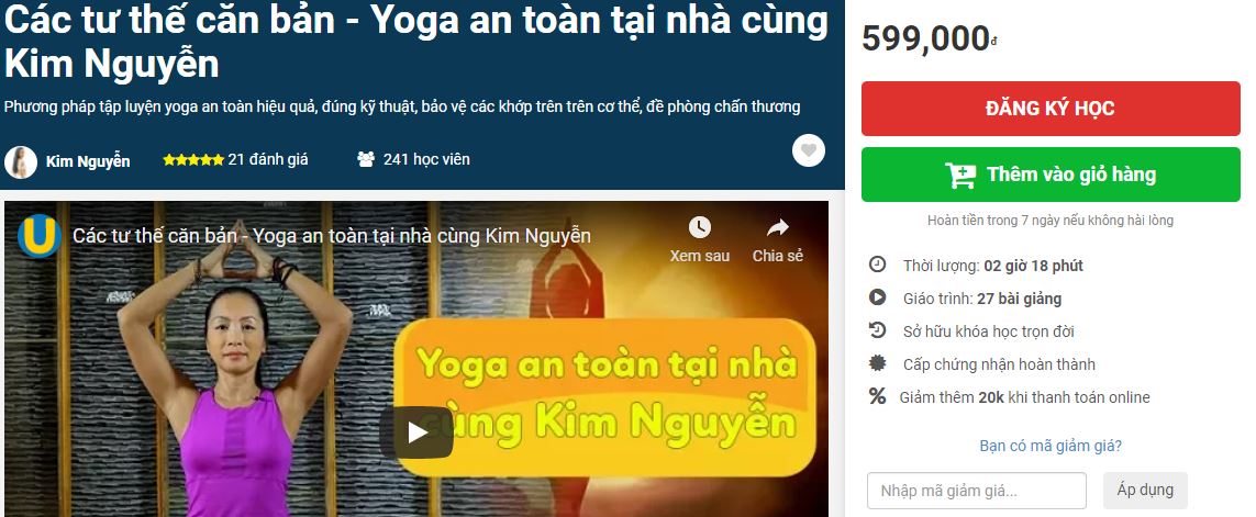 khóa học yoga online giá rẻ