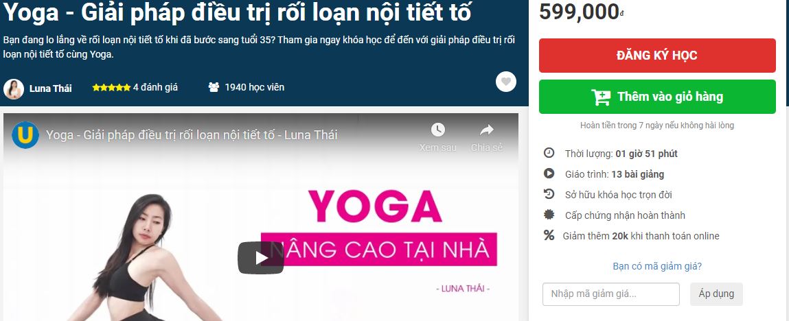 khóa học yoga online