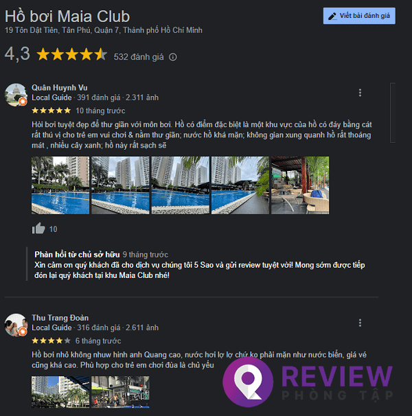 review ho boi maia club, review hồ bơi maia club