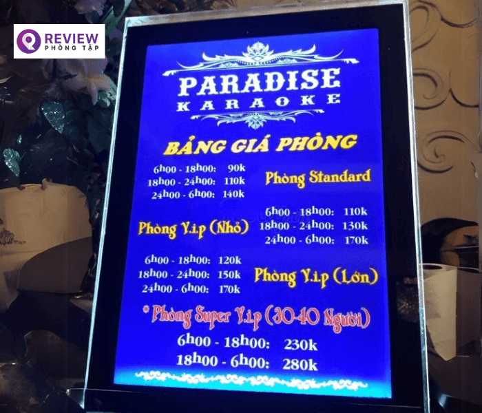 Giá hát một tiếng tại Karaoke Paradise Cần Thơ